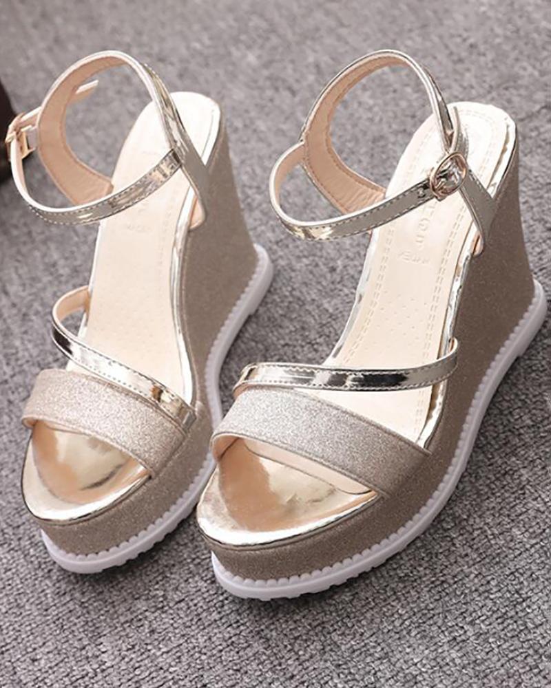 

Slingback Wedge Sandals Wedding Guest Shoes, Gold