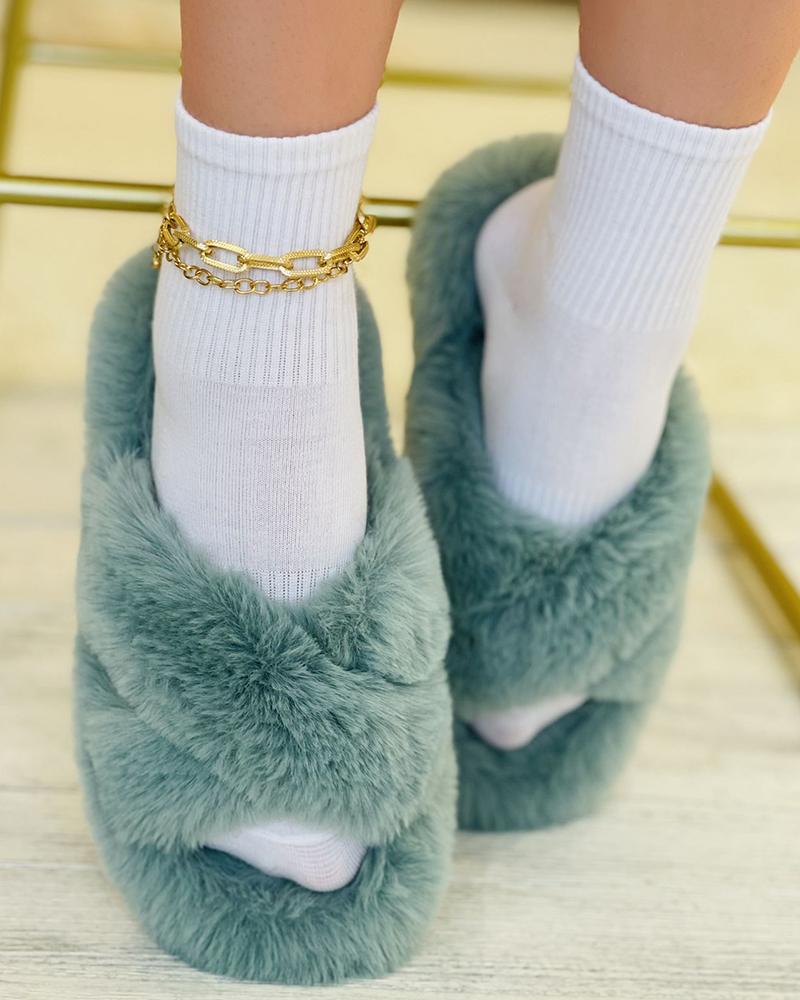 

Peep Toe Bandage Casual Slide Slipper, Blue