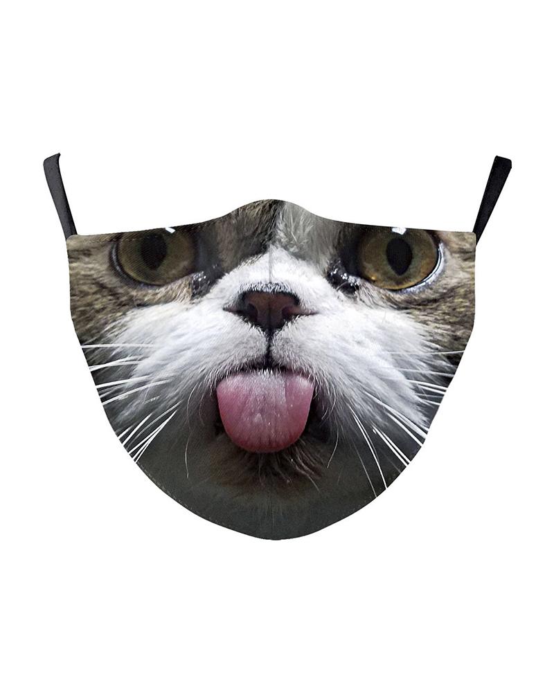 

Animal Mouth Print Breathable Face Mask, Brown