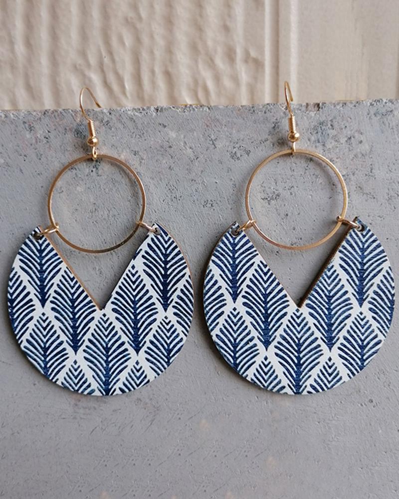 

Colorful Striped Wooden Pendant Earrings, Style3