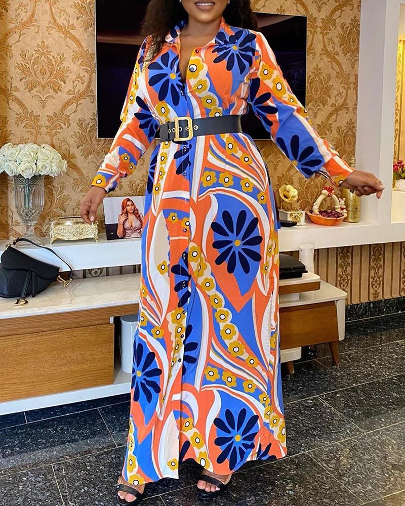 

Paisley Print Long Sleeve Maxi Dress, Orange