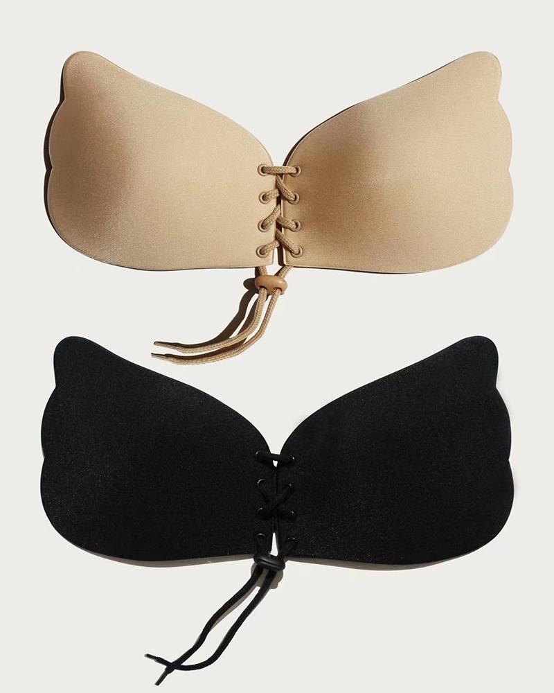 

2Pack/Set Angel Wings Shaped Push Up Lace-up Invisible Bra, Style1