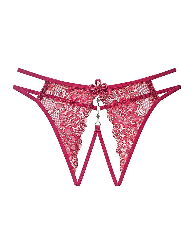 

Sexy Lace Low Waist Skinny Thong Panties, Wine red