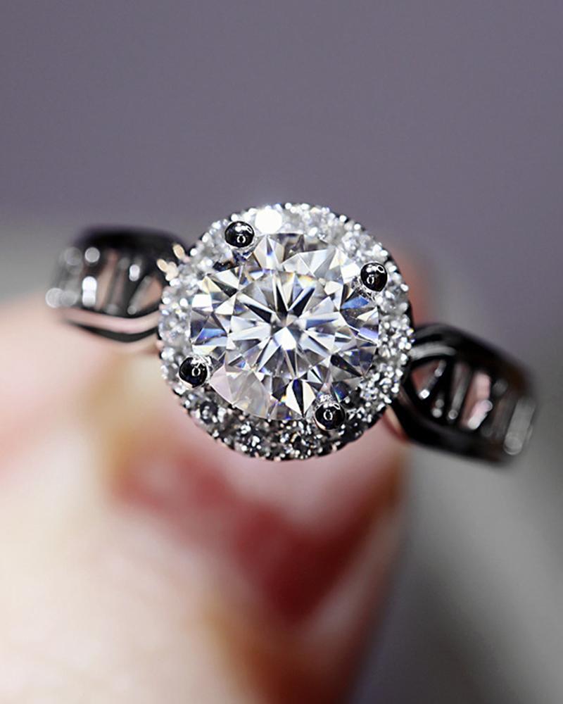 

Simulated Round Solitaire Zircon Ring, Silver