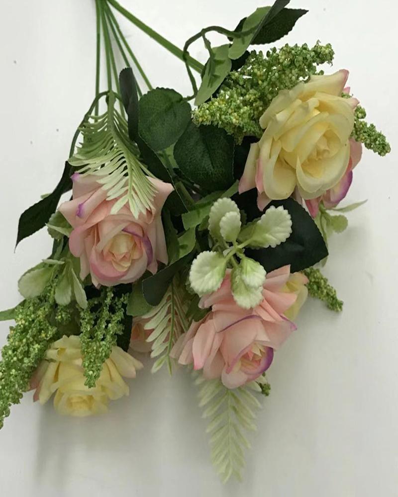 

7 Heads Artificial Flowers Fake Flowers for Decoration Outdoor and Indoor Multicolor Roses Artificial Flowers for Decoration Arrangements Wedding Decoration, Pink