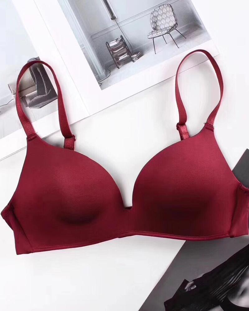 

Breathable Light Padded Seamless Comfort Bralette, Wine red