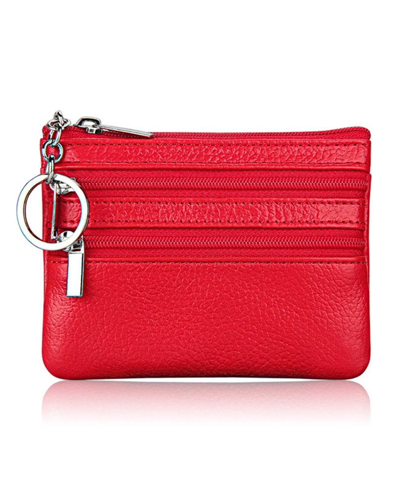 

Women's Leather Zipper Design Wallet Purse, Red
