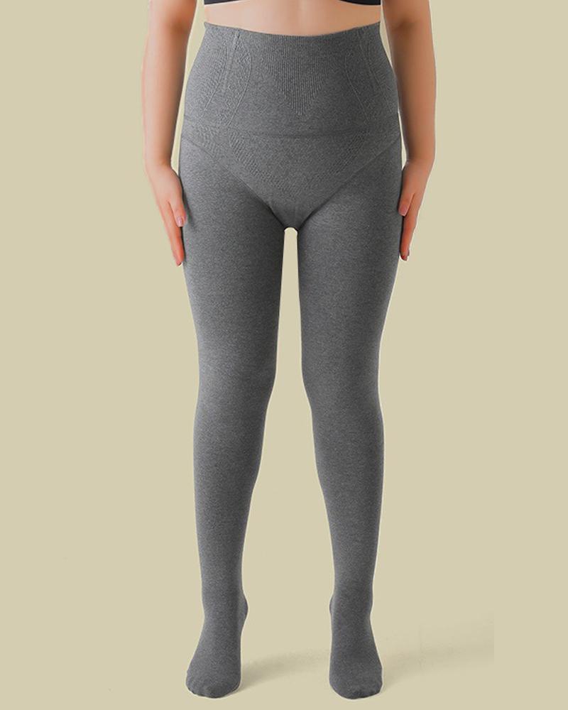 

Plus Size High Waist Thermal Warm Fleece Lined Tights, Gray