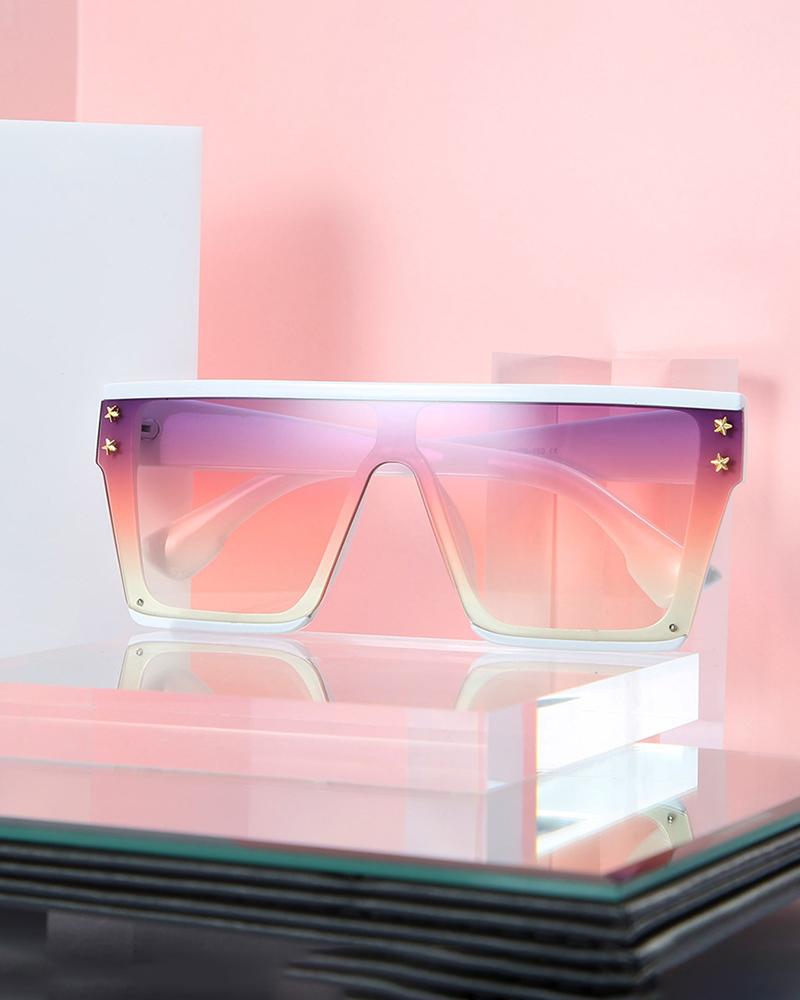 

1Pair Star Pattern Big Square Frame Sunglasses, Pink