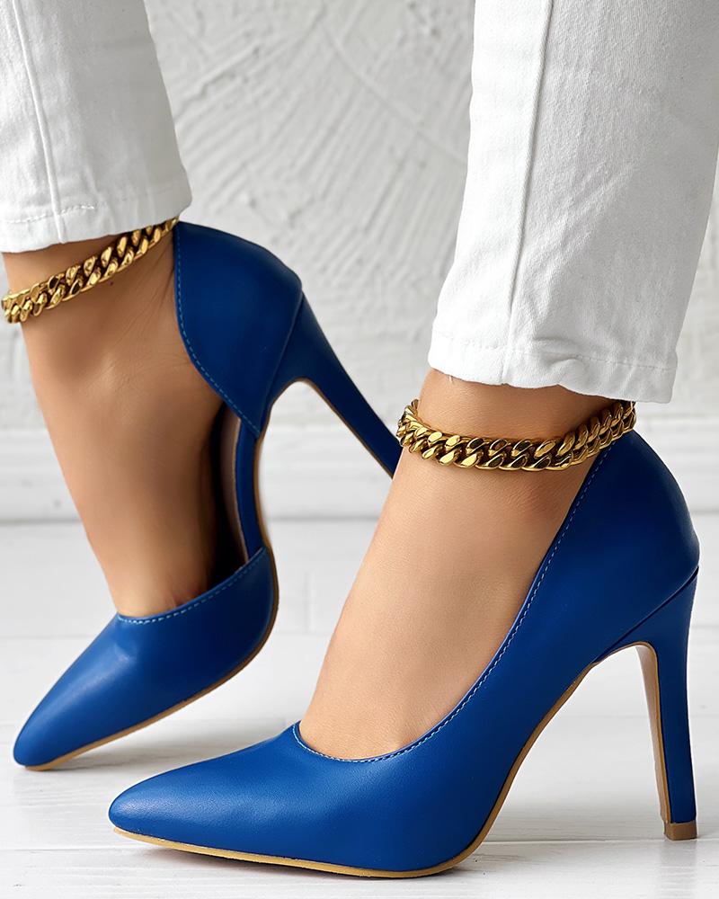 

Point Toe Stiletto Heel Pumps, Blue