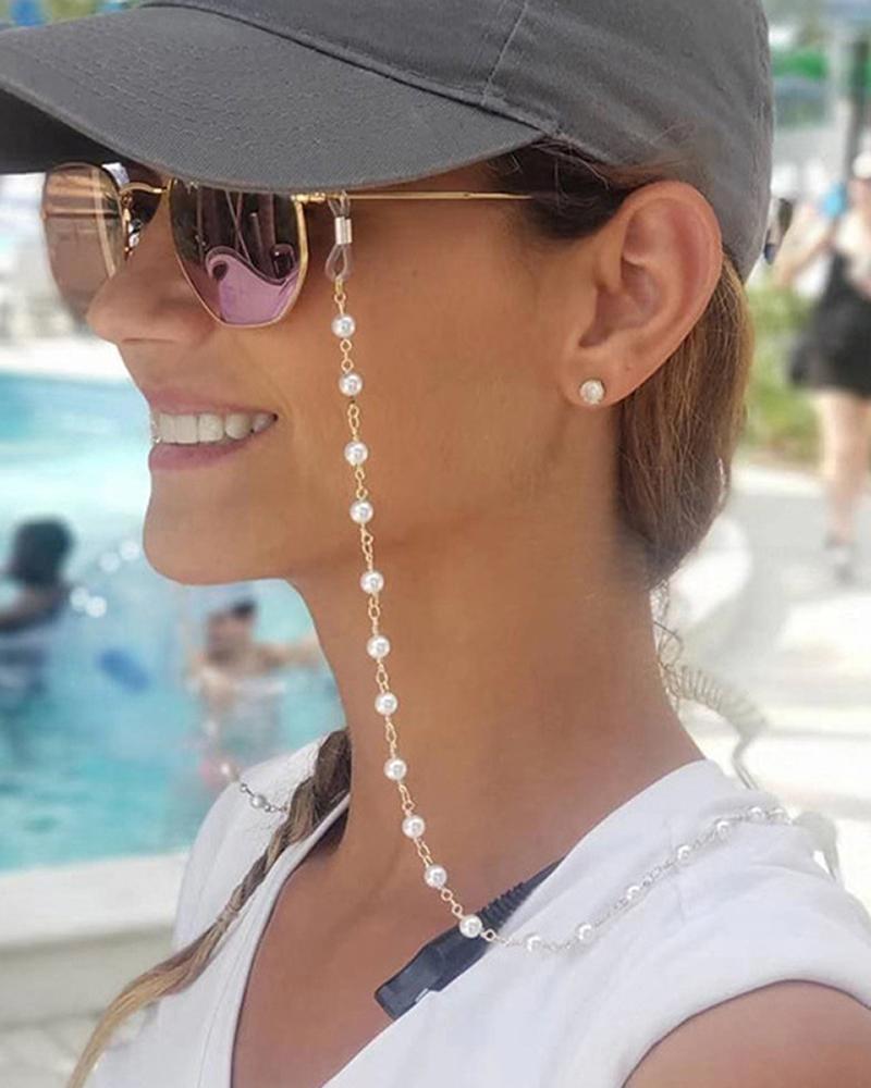 

1pcs Beaded Fashionable Sunglasses Chain, Gold