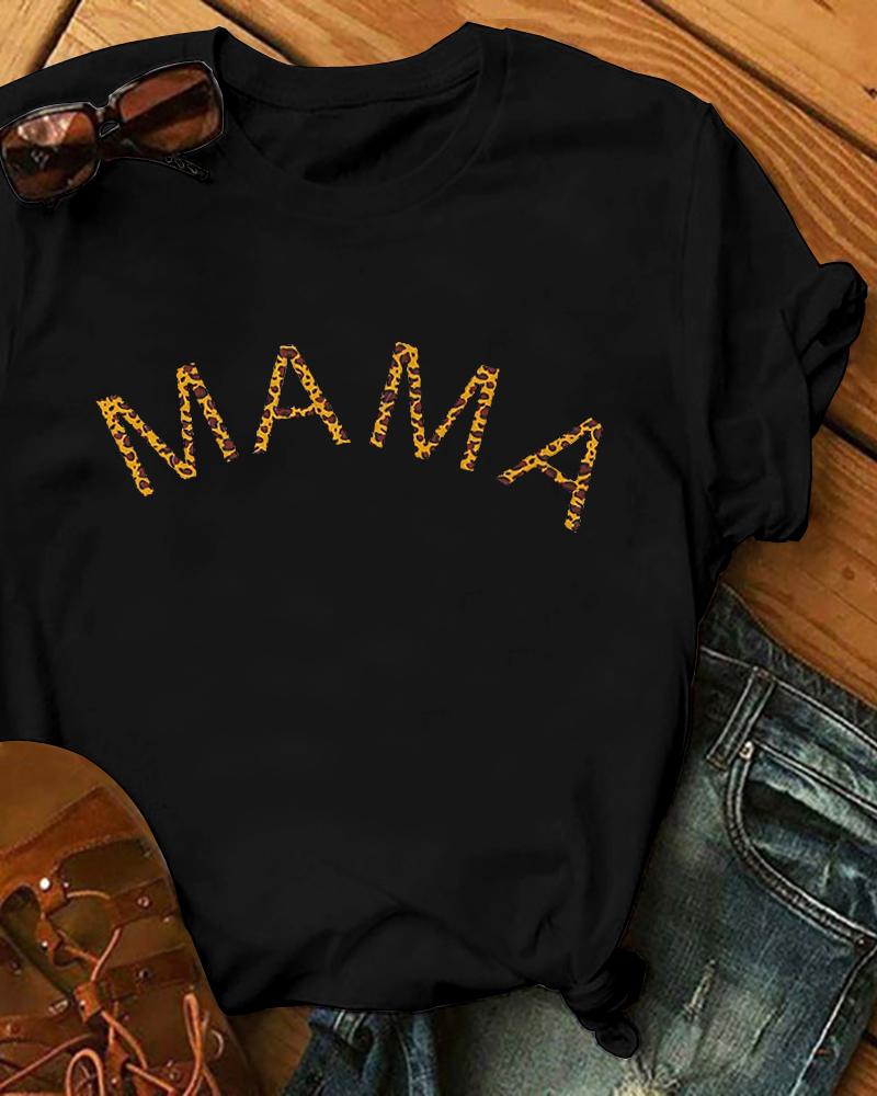 

Mother' Day Letter Print Casual T-Shirt, Black