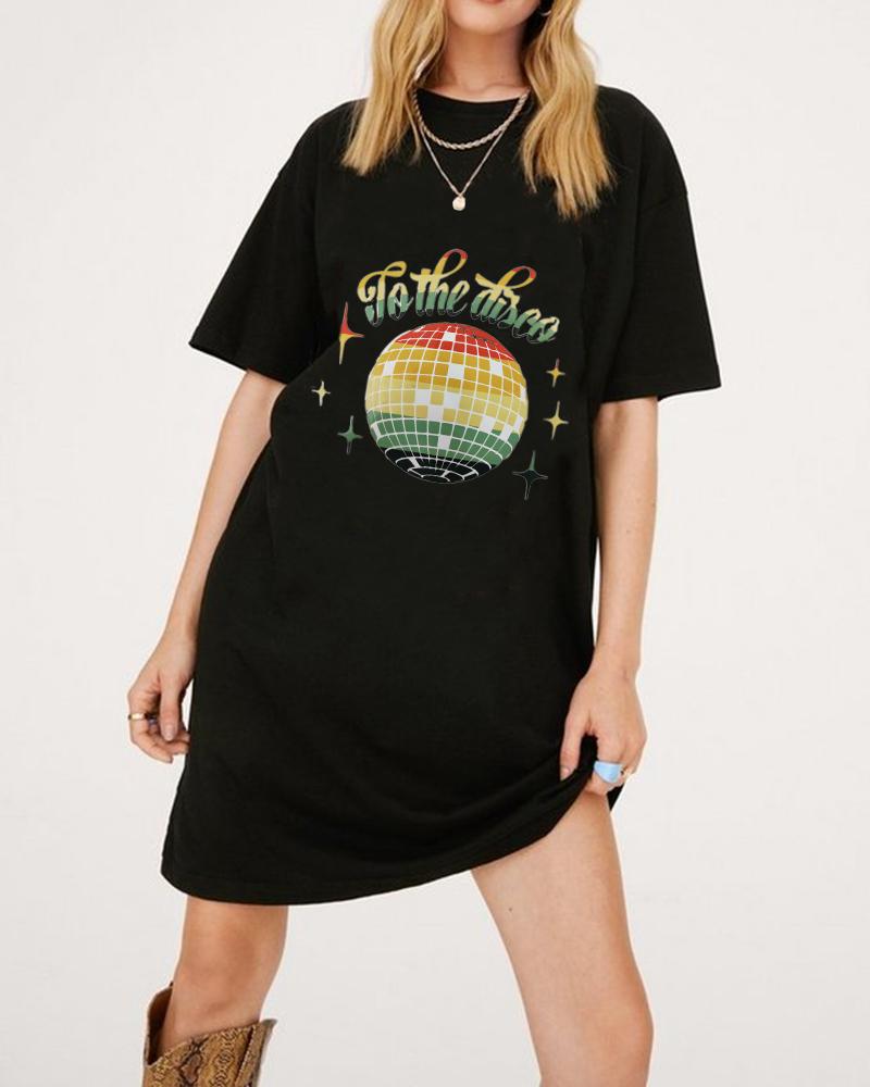 

Half Sleeve Graphic Letter Print T-shirt Dress, Black