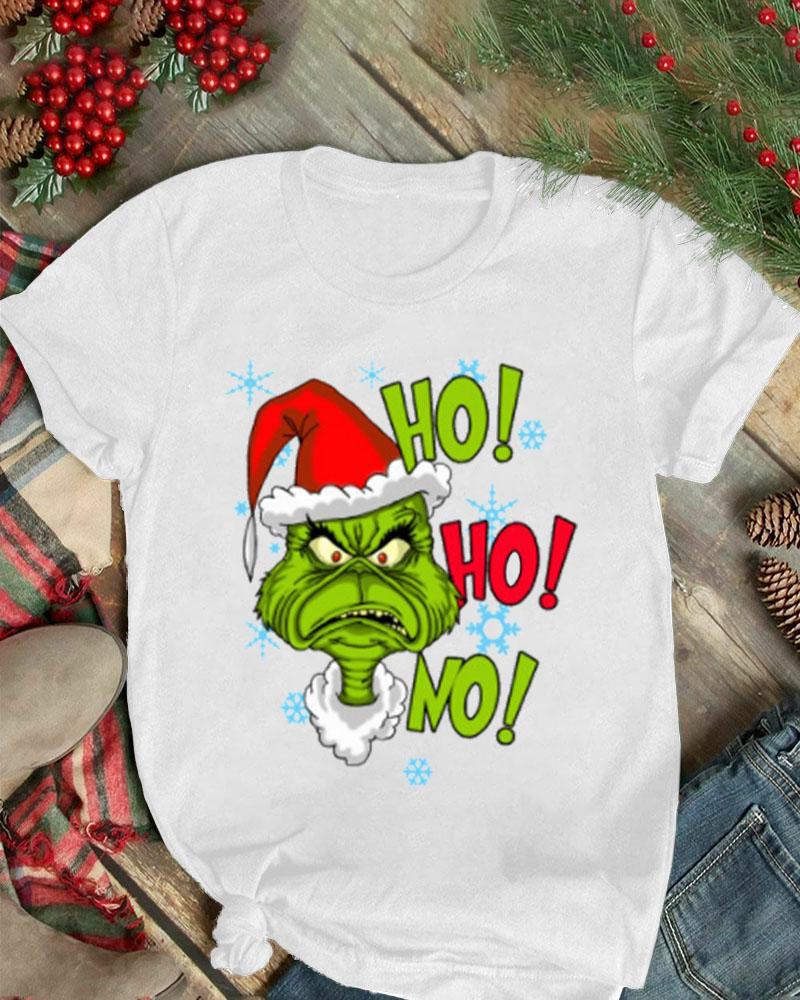 

Christmas Letter Grinch Print Short Sleeve T-shirt, White