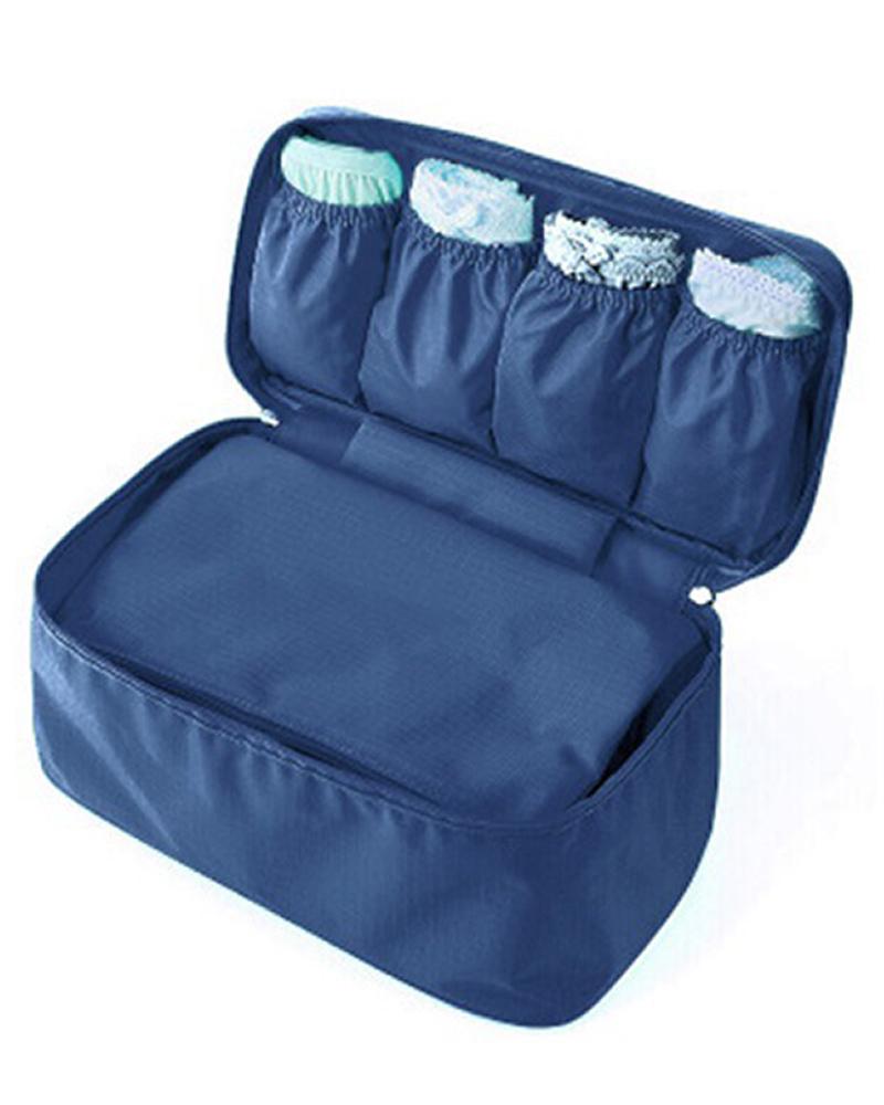 

Underwear Organizer Large Compartment Lightweight Double Layer Cosmetic Bag Bra Bag, Blue