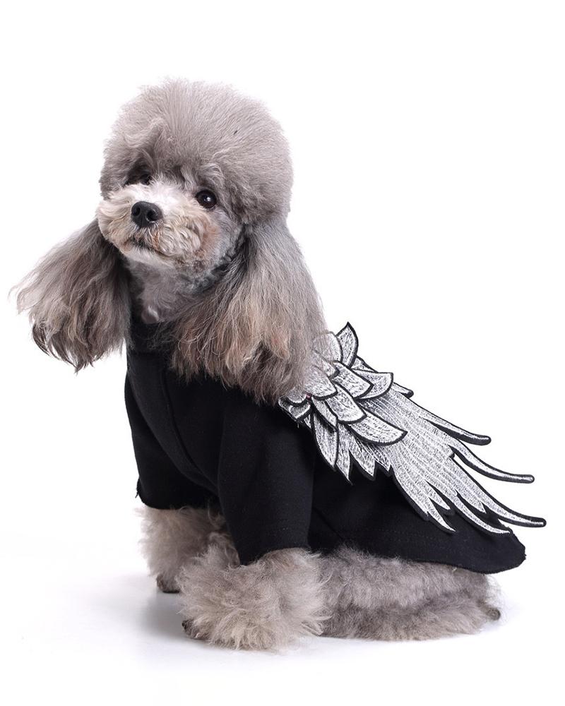 

Dog Clothes for Small Dogs Vest Two-Legs Shirt Angel Wings Embroidered Pet Costumes, Black