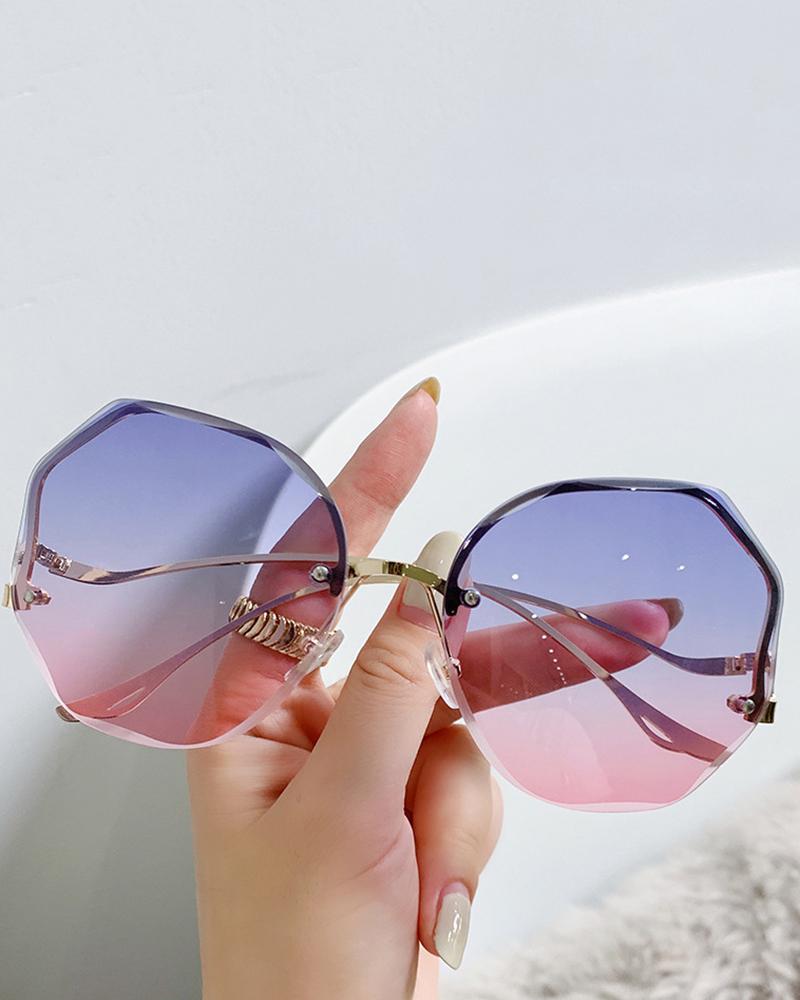 

Ombre Half Frame Geometric Sunglasses, Style5