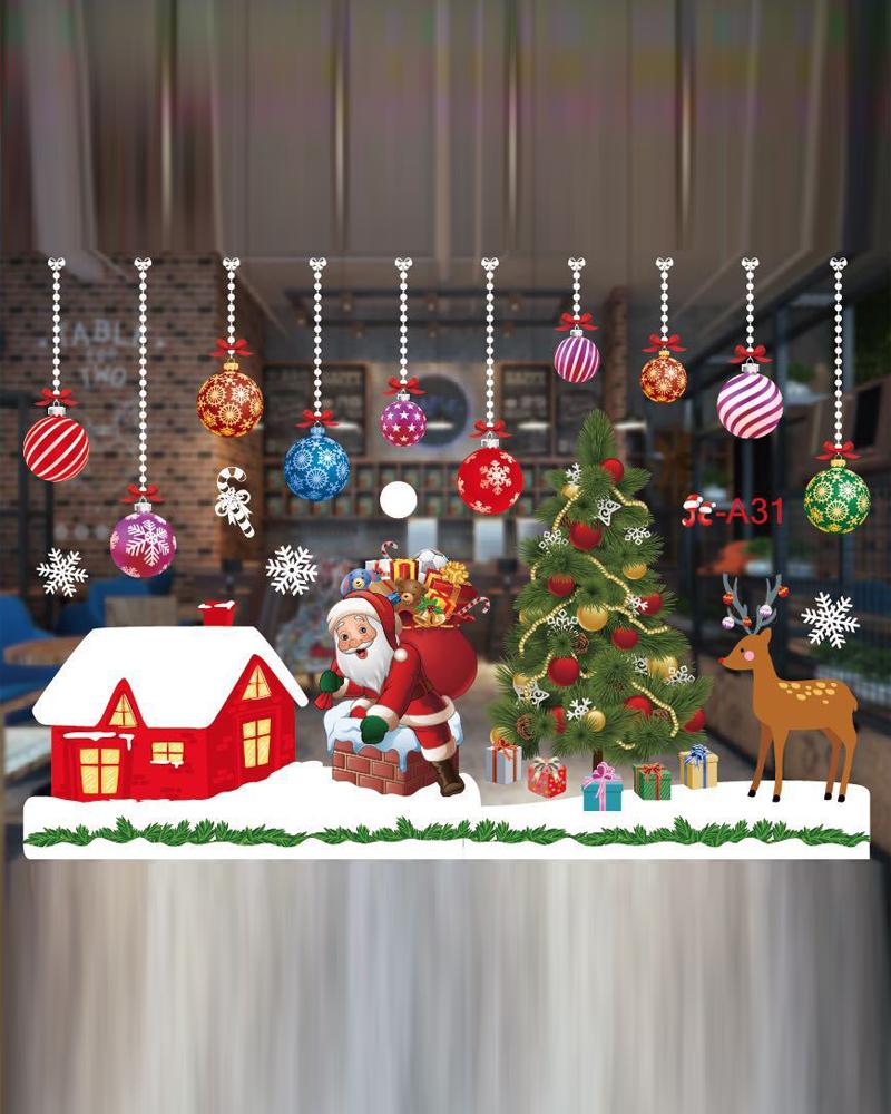 

1Roll DIY Christmas Windows Stickers Door Mural Decals Static Sticker Wall Window Clings Showcase Winter Decorations Party Supplies, Style2