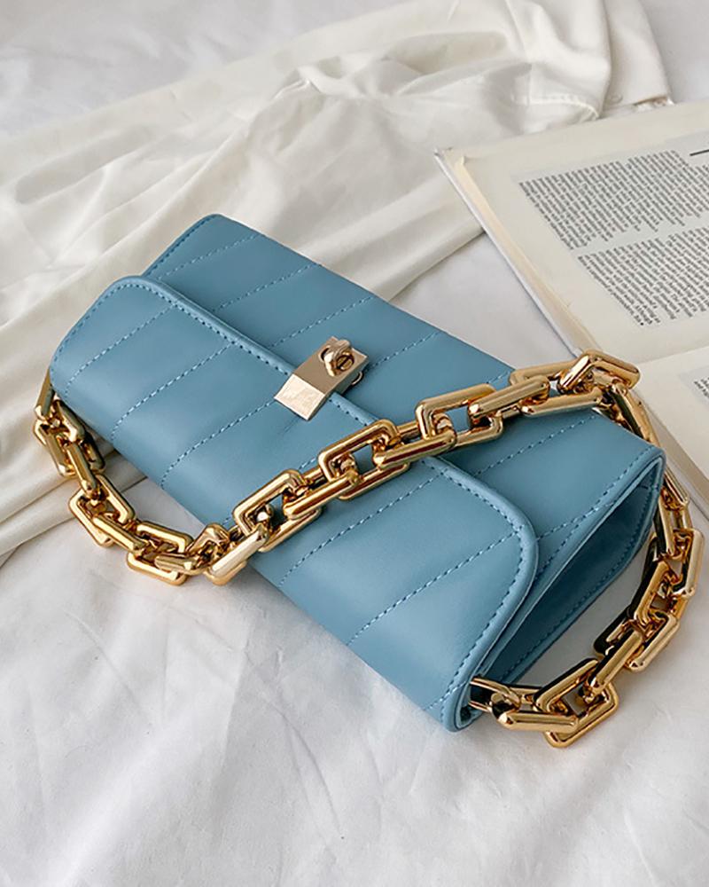 

Quilted Chain Strap Shoulder Bag, Blue