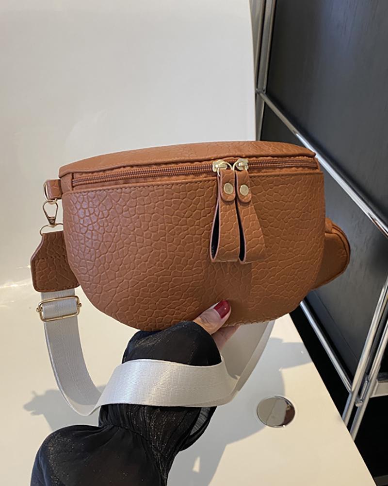 

Zipper Design Crossbody Bag With Coin Purse, Brown