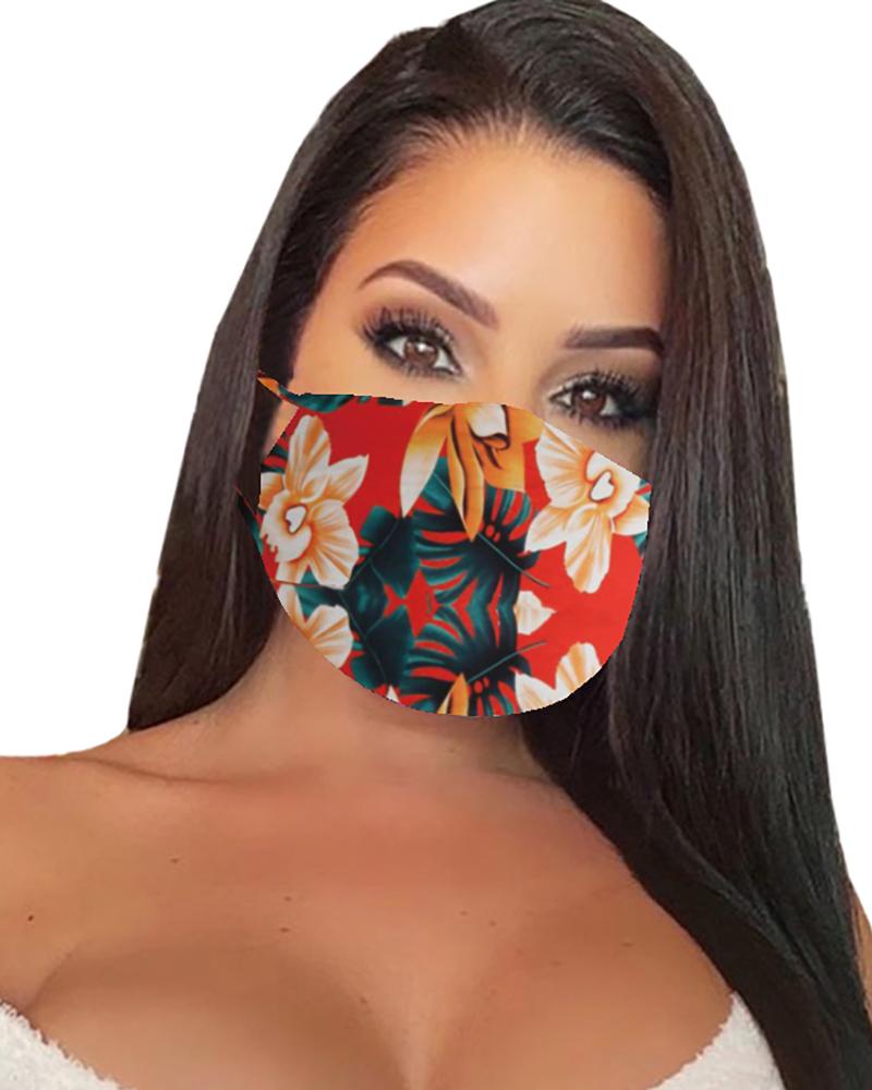

Floral Print Breathable Mouth Mask Washable And Reusable, Orange