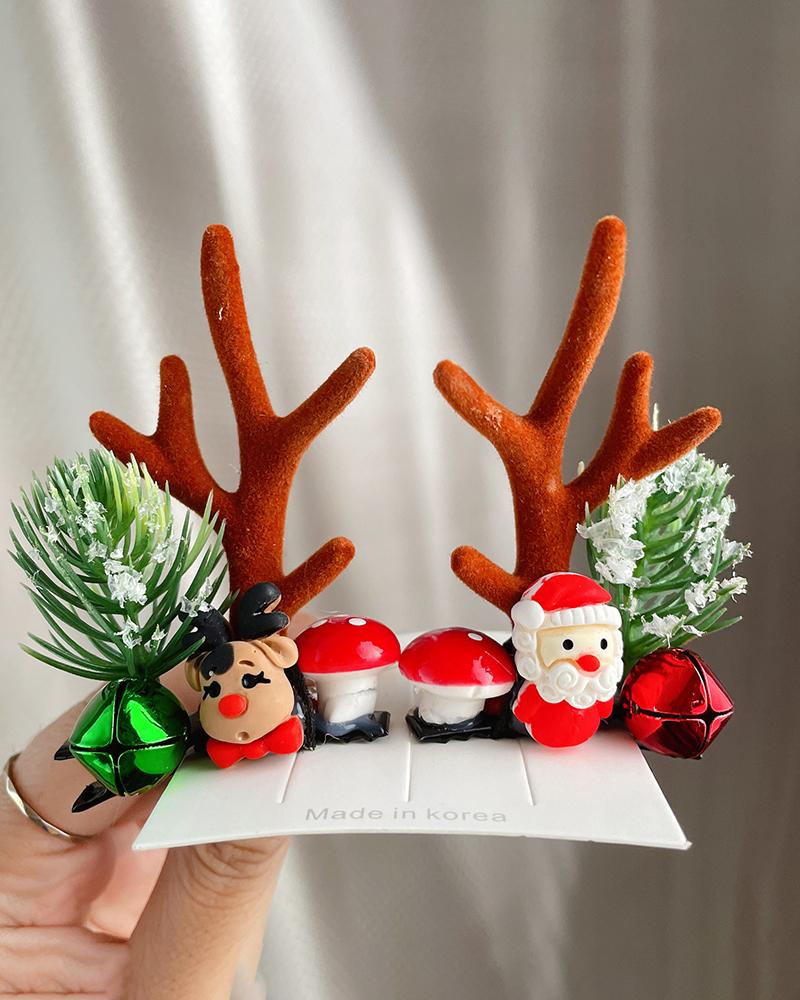 

2pcs Christmas Antler Decor Hair Clip, Style5