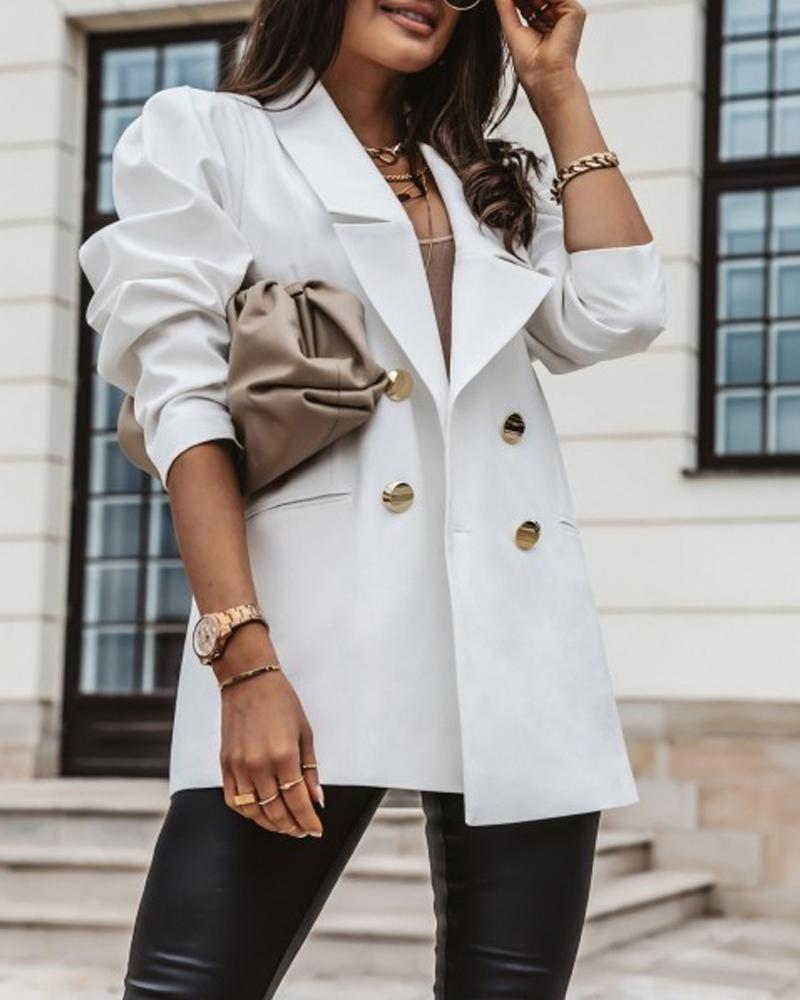 

Long Sleeve Double Breasted Blazer Coat, White