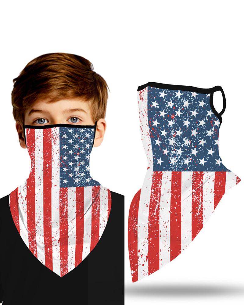 

Flag Print Breathable Ear Loop Face Cover Windproof Outdoors For Children, Red