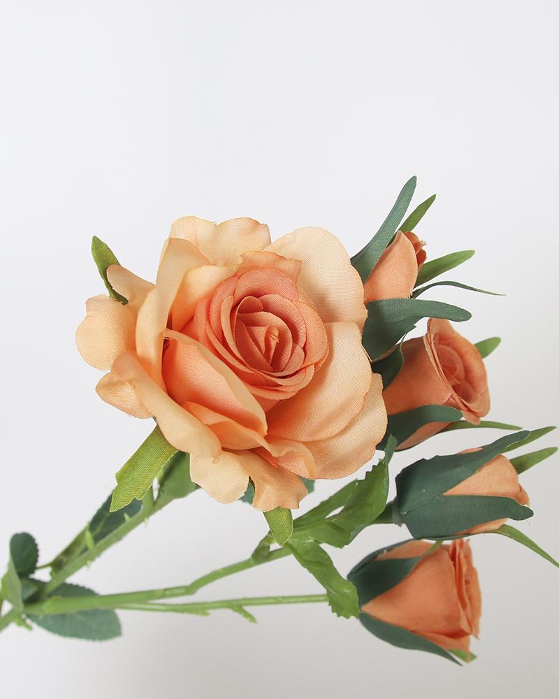 

5 Heads Artificial Roses Flowers With Stem For Wedding Party Home Decor, Orange