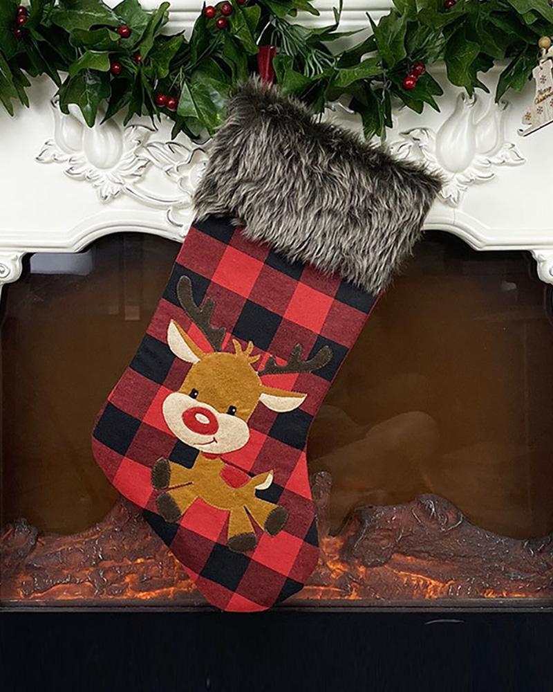 

Christmas Pattern Fluffy Stocking Decor, Style3