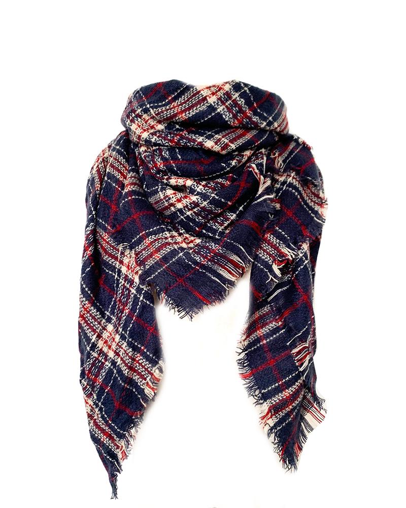 

Plaid Colorblock Fringe Hem Scarf, Style7