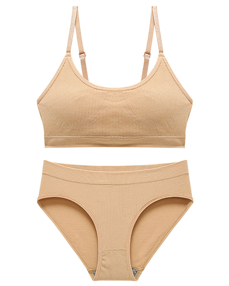 

Seamless Sleeveless U Neck Bra Set, Nude