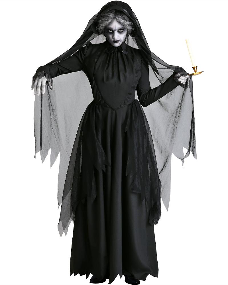 

Halloween Witch Costume Set Carnival Party Game Cosplay, Black