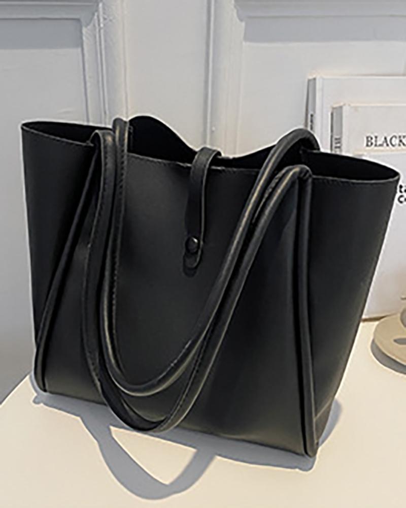 

Plain Tote Bag With Handbag, Black