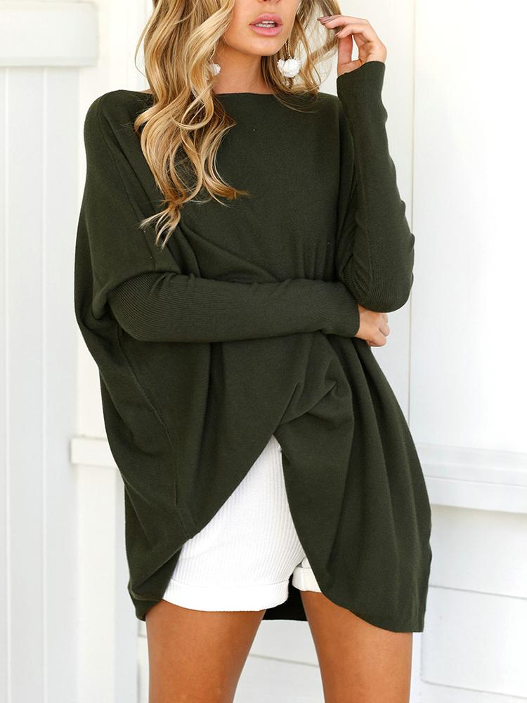 

Trendy Solid Long Sleeve Casual Top, White