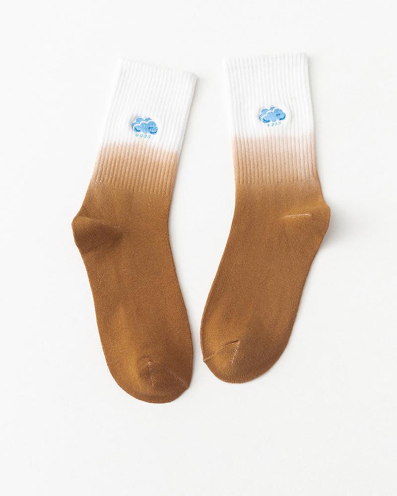 

Ombre Tie Dye Print Long Socks, Coffee