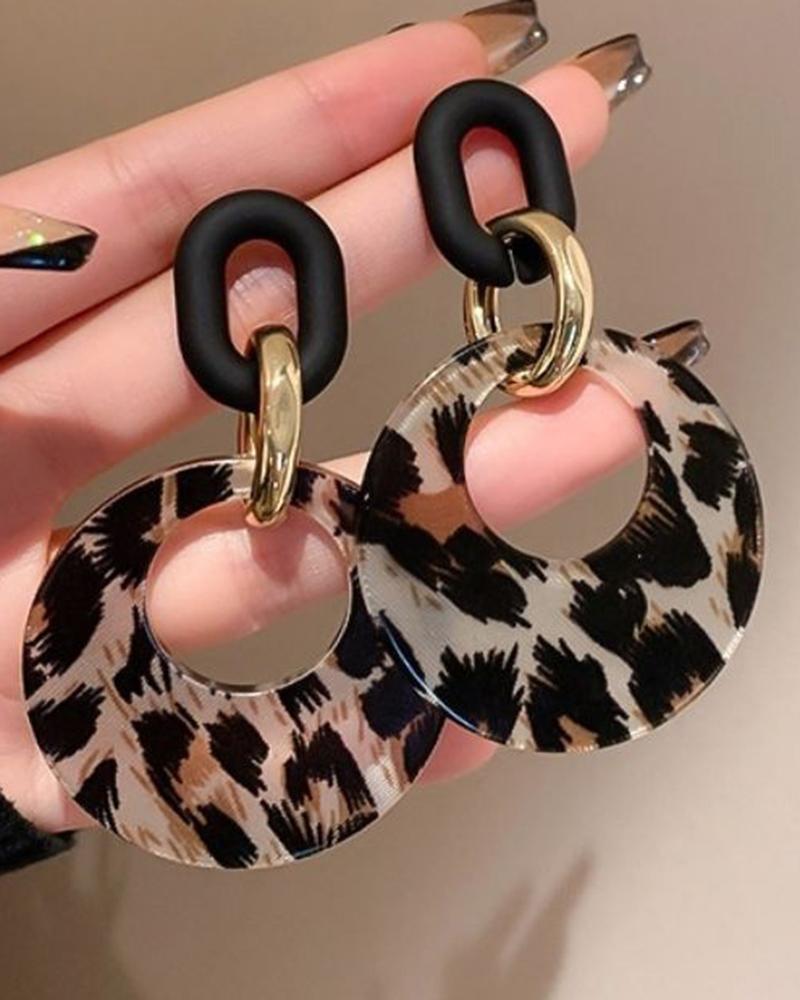 

1Pair Vintage Leopard Dangle Hoop Earrings