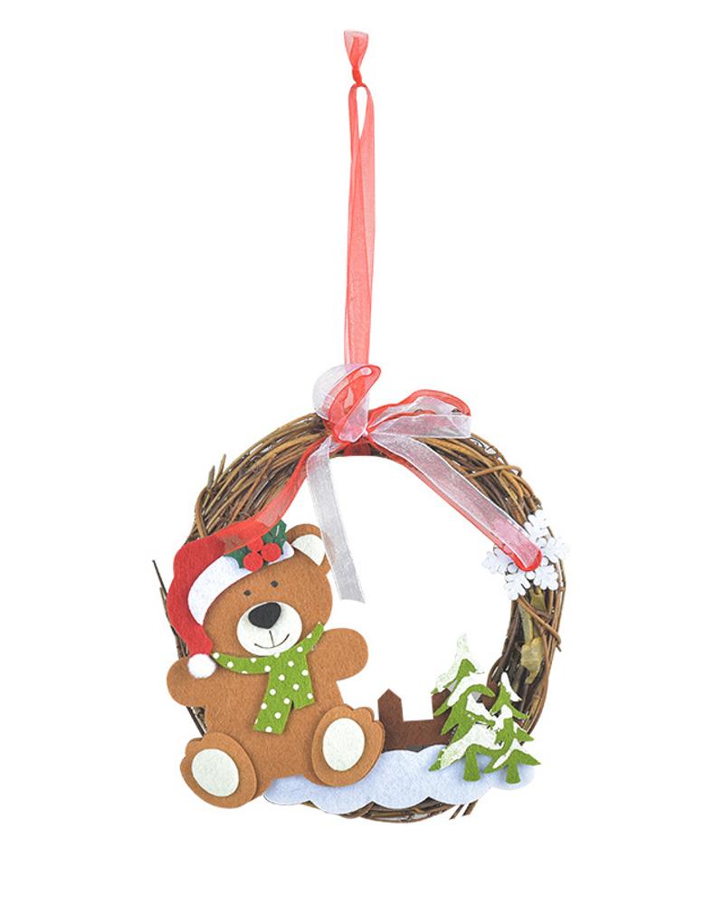 

Christmas Artificial Wreaths Exquisite Workmanship Ring Rattan Festival Decoration Ornament Santa Claus Snowman Elk Hunging Wreath for Wall Decor, Style1