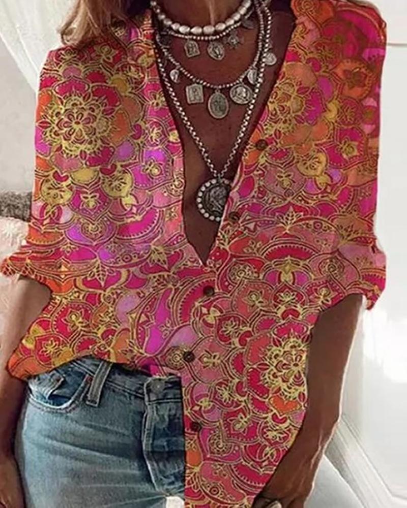 

All Over Print Long Sleeve Shirt, Red