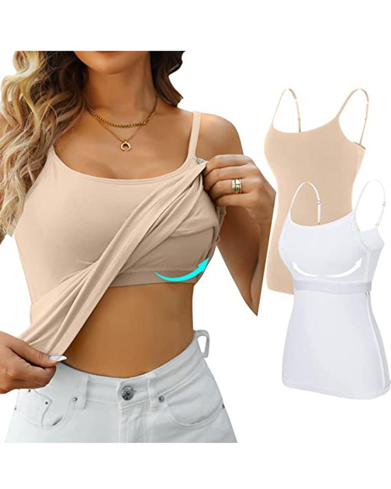 

U-Neck Padded Basics Cami Top, Nude