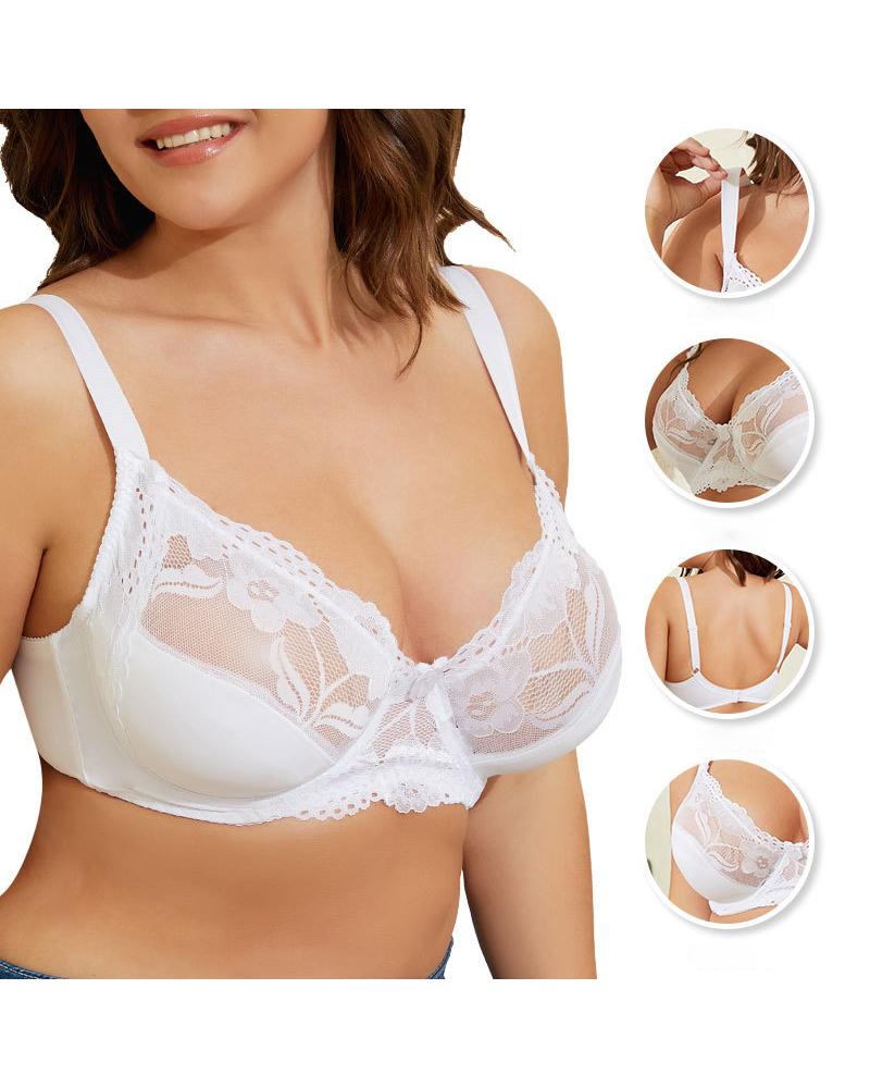 

Contrast Lace Push Up Bralette, White