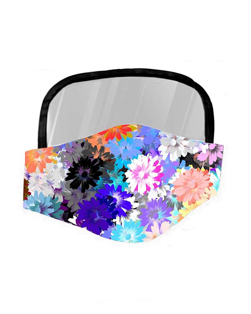 

Floral Print Breathable Mouth Mask With Eyes Shield, Blue