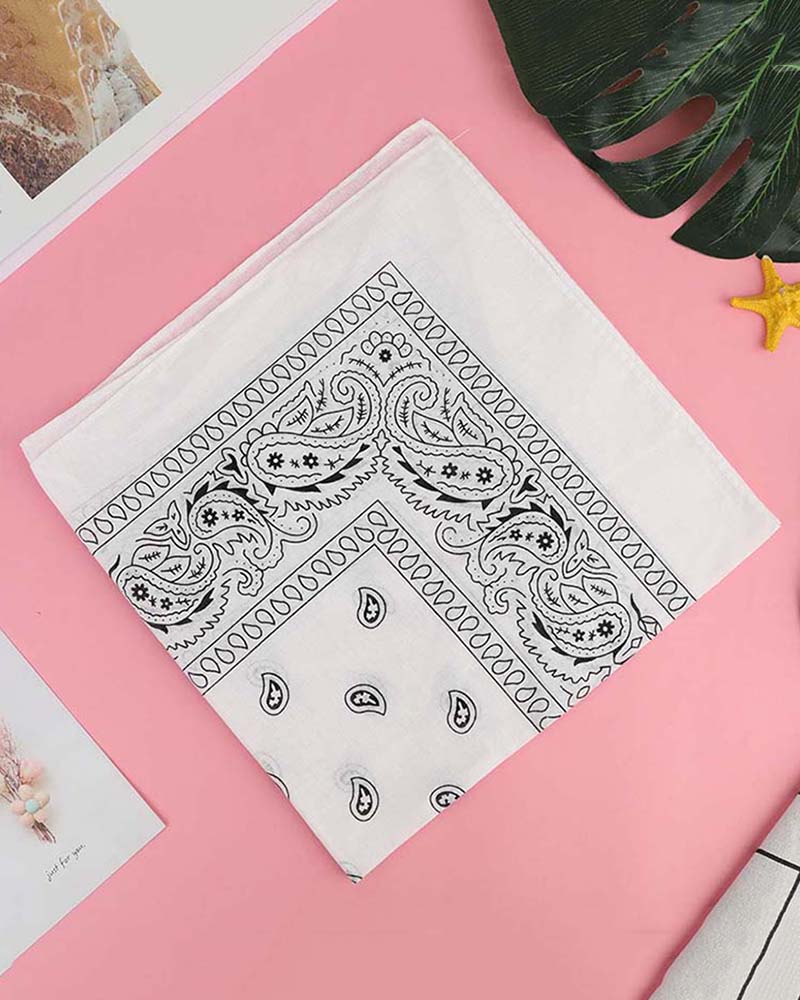 

12PCS Paisley Cowboy Bandanas Head Wrap, White