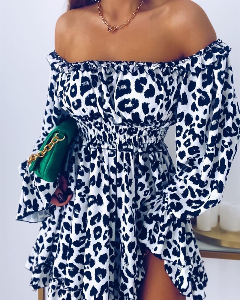 Leopard Off The Shoulder Dress