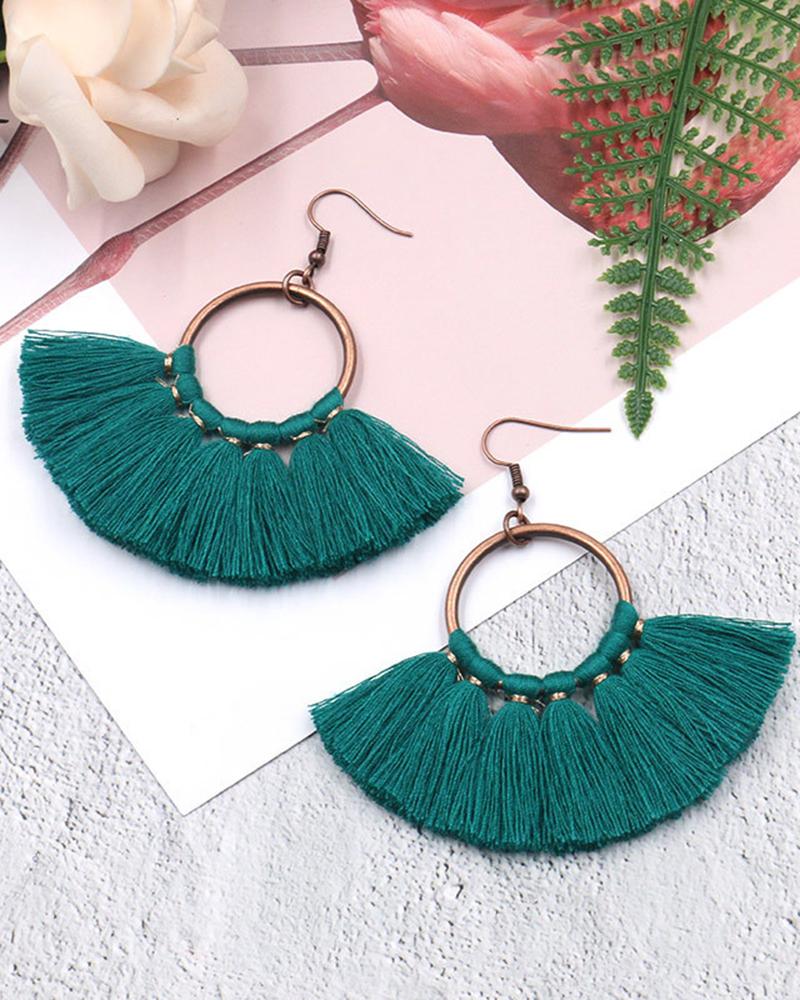 

1Pair Bohemian Scallop Shaped Geometric Hook Earrings, Green