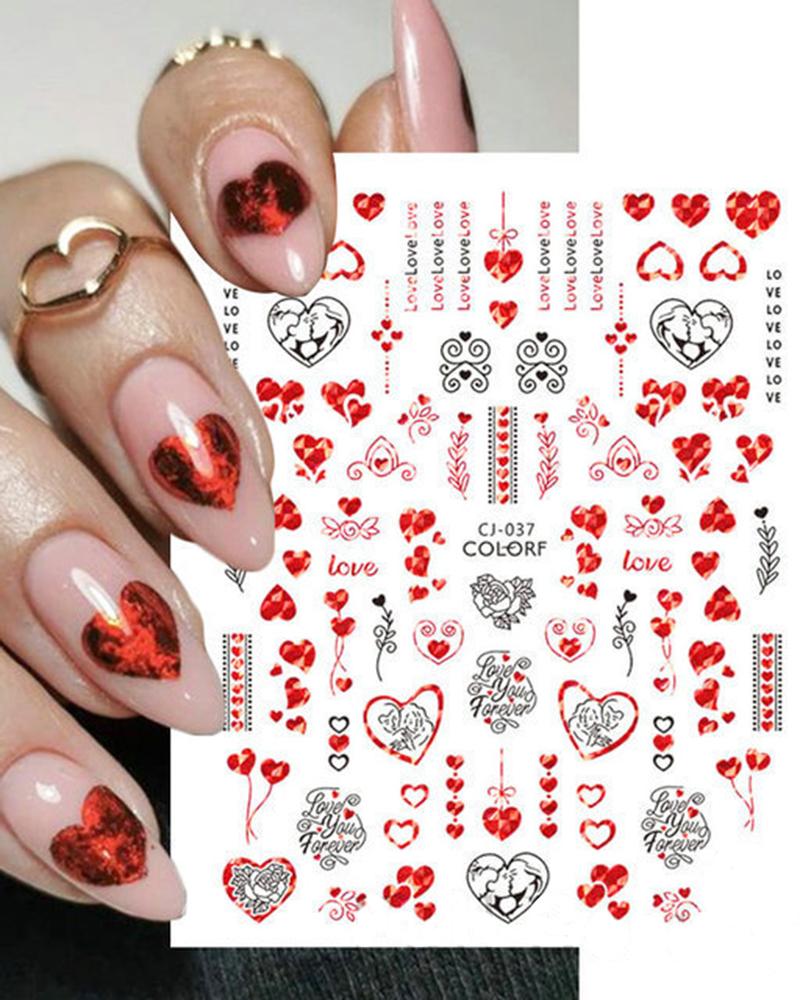 

1Sheet Valentine's Day Heart Nail Stickers Sexy Lady Nail Decal, Style1