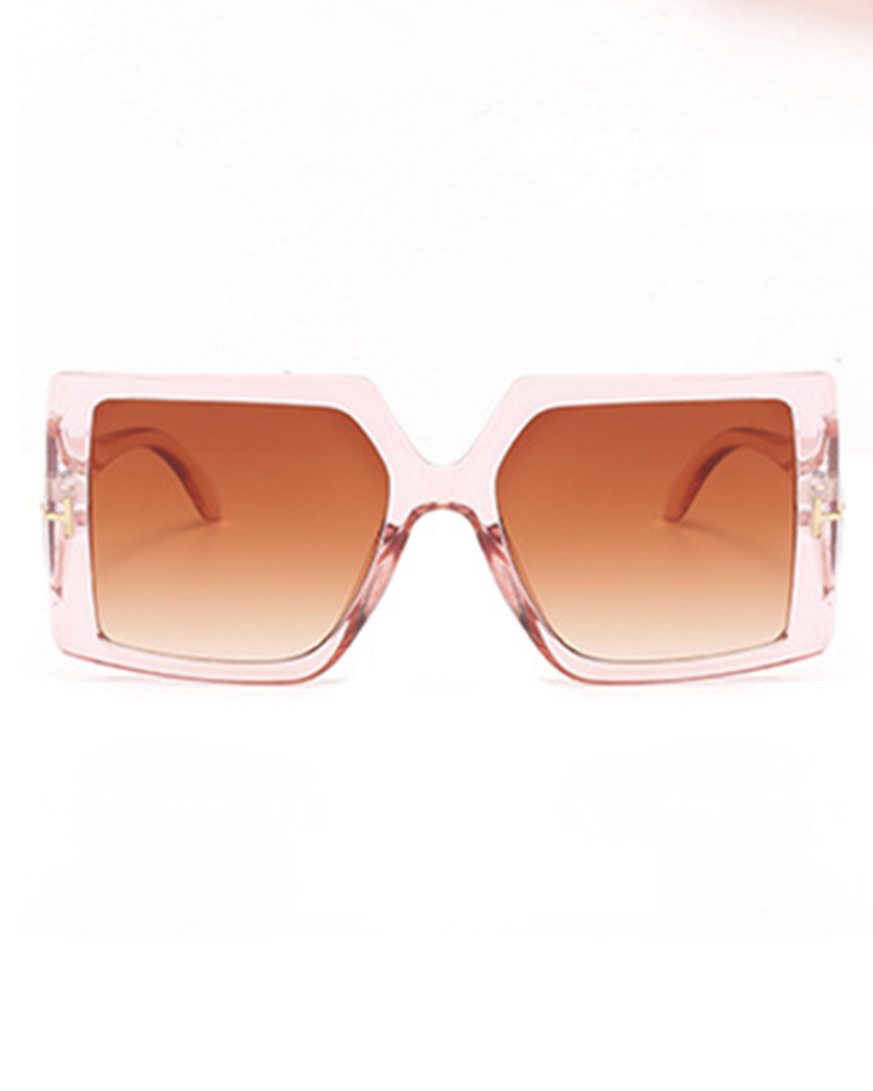 

1Pair Ombre Oversized Wide Fashion Shades Square Frame Sunglasses, Champagne