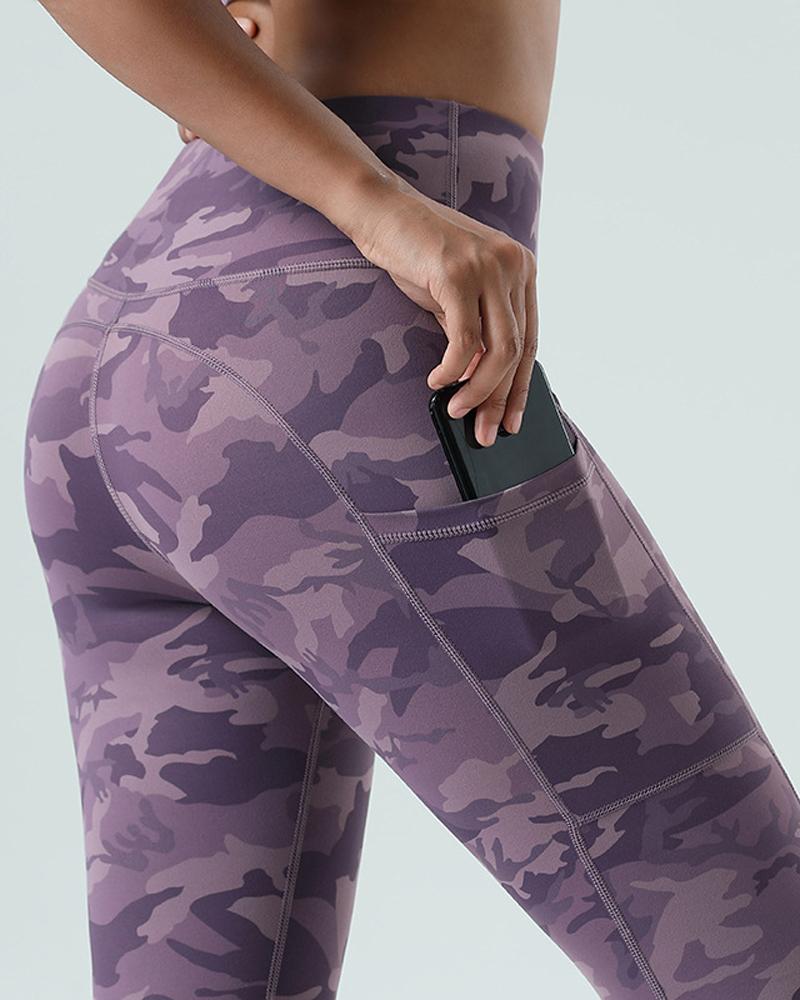 

Camo Print Side Pocket High Waist Butt Lift Leggings, Style3