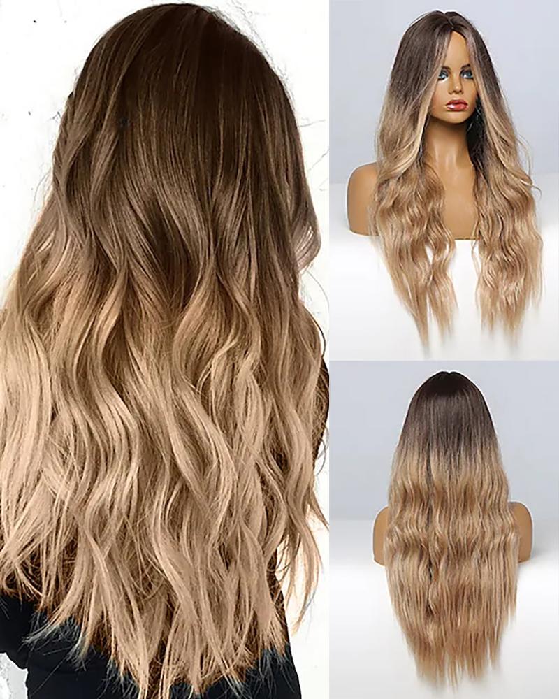 

24 Inches Ombre Blonde Brown Cosplay Heat Resistant Synthetic Wig, Style1