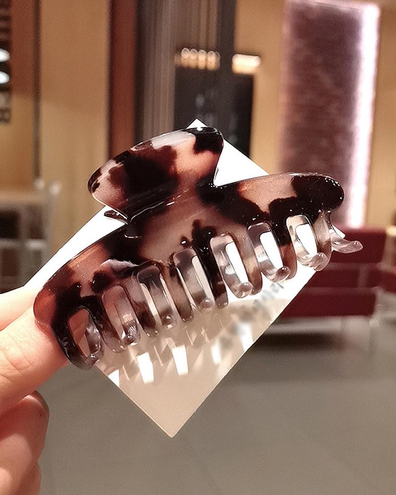 

1pc Leopard Print Large Hair Claw, Brown